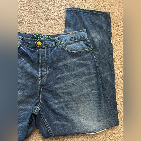 COOGI vintage button fly green embroidered pocket mens denim jeans size 40 x 34 - Picture 5 of 14